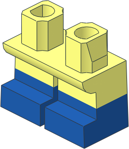 Minifig Hips and Legs Short with Blue Half Leg and Feet Pattern
