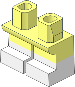 Minifig Hips and Legs Short with White Half Leg and Feet Pattern