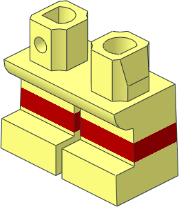 Minifig Hips and Legs Short with Red Horizontal Stripe Pattern