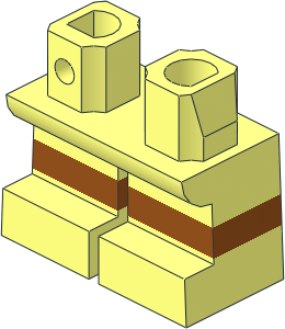 Minifig Hips and Legs Short with Dark Orange Horizontal Stripe Pattern