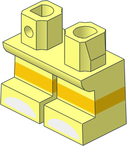 Minifig Hips and Legs Short with Yellow Stripes and White Toe Pattern