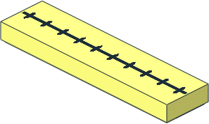 Tile  1 x  4 with Skeleton Teeth Pattern
