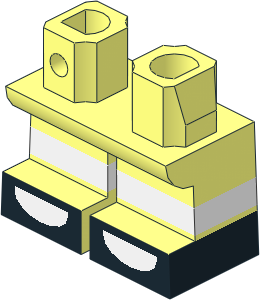 Minifig Hips and Legs Short with White Legs and Black and White Open Toe Shoes Pattern