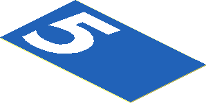 Sticker  1.1 x  1.9 with Left White Number Five on Blue Background
