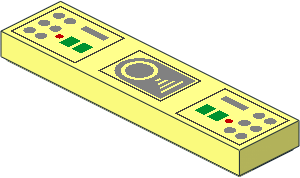 Tile  1 x  4 with Control Panels, Green, Red and Metallic Silver Buttons Pattern
