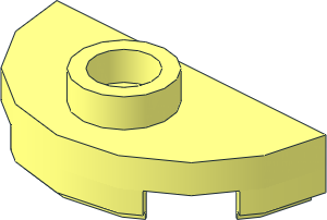 Plate  1 x  2 Half Round with 1 Centre Stud