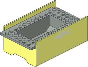 Boat Section Middle  6 x 12 x 3.333 Cargo Hold with Light Grey Deck with White Double Dots and Transport Logo Stickers on Both Sides
