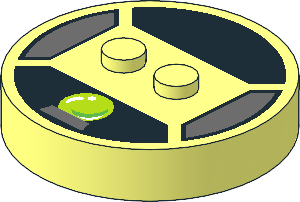 Brick  4 x  4 x  0.667 Round with RFID Tag and  2 Studs with Lime Crystall Ball Pattern