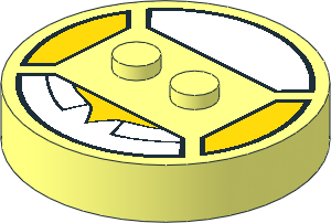 ~Electric Brick  4 x  4 x  0.667 Round - Top with  2 Studs with White Collar Shirt Pattern