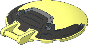 Dish  6 x  6 Inverted - No Studs with Handle with Metallic Dark Grey and Metallic Silver Armour Pattern