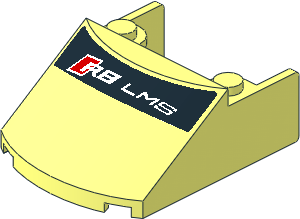 Windscreen  5 x  4 x  1.667 Curved with Red and White "R8 LMS" on Black Background Sticker