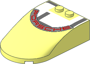 Windscreen  6 x  4 x  1.333 Curved with Red "PORSCHE" and Dark Grey Lines on White Roof Pattern