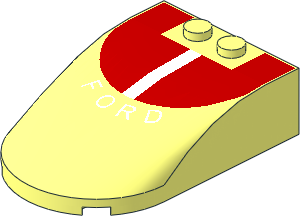 Windscreen  6 x  4 x  1.333 Curved with "Ford" Text and White and Red Roof Pattern