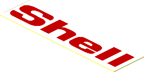 Sticker  0.5 x  1.9 with Red "Shell" on White Background