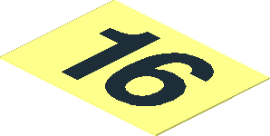 Sticker  1.1 x  1.5 with Black "16" on Transparent Background