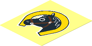 Sticker  2.3 x  1.9 with Horseshoe and Black Horse Head