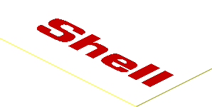 Sticker  1.0 x  1.8 with Red "Shell" on White Background