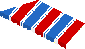 Sticker  2.6 x  7 with White/Red/Blue Stripes - Left (Formed)