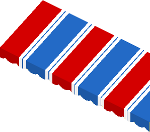 Sticker  2.6 x  7 with White/Red/Blue Stripes - Right (Formed)