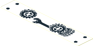 Sticker  1.1 x  5.9 with Black Wrench and Three Wheels with Tyres