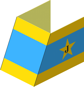Sticker Funnel Blue with Yellow Stripes and Star (Formed for Slope Brick 65 2 x 2 x 2)