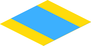 Sticker 2.2 x 2.0 Light Blue with Yellow Stripes on Top and Bottom