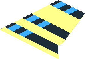 Sticker  2.6 x  2.6 Double Trapezoid with Black and Light Blue Stripes (Right Side)