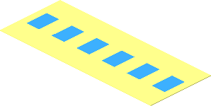 Sticker  1.2 x  3.0 with One Centred Row of Light Blue Squares