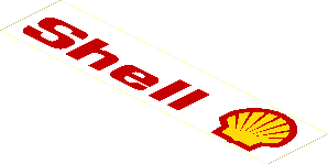 Sticker  1.7 x  7.5 with "Shell" and Shell Logo 1971