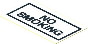 Sticker  1.1 x  1.9 with Black "NO SMOKING" and Border on White Background