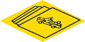 Sticker  1.9 x  1.9 with Car Brochures on Yellow Background