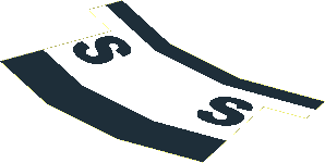 Sticker Funnel  4.1 x  6.3 Black with White Stripe and "S" Logo