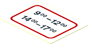 Sticker  1.4 x  1.9 with White Open Hours "9-12 / 14-17"