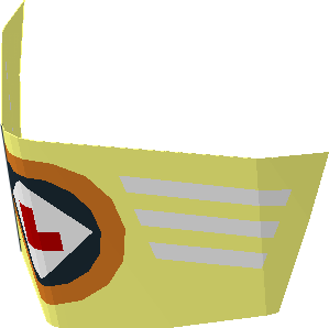 Sticker  3.1 x  7.7 Pentagon with White Stripes and Red "L" in White/Black/Orange Logo (Formed)