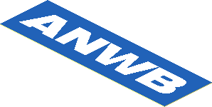 Sticker  0.9 x  3.1 with White "ANWB" on Blue Background