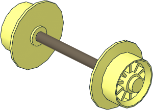 ~Train Wheels Spoked with Cylindrical Rim with Steel Axle 96 LDU (Obsolete)