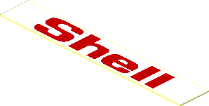 Sticker  0.3 x  1.9 with Red "Shell" on White Background