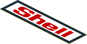 Sticker  0.7 x  2.7 with Red "Shell" and Black Frame