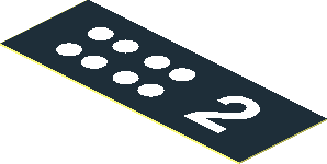 Sticker  0.7 x  1.9 with White Dots and Number 2 on Black Background