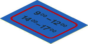 Sticker  1.4 x  1.9 with Blue Open Hours "9-12 / 14-17"