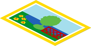 Sticker  1.9 x  2.9 with Fence, Flowers, and Tree Painting