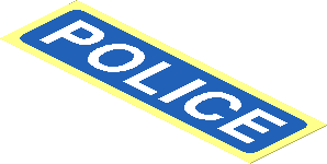 Sticker  1.5 x  4.9 with White "POLICE" on Blue Rounded Rectangle