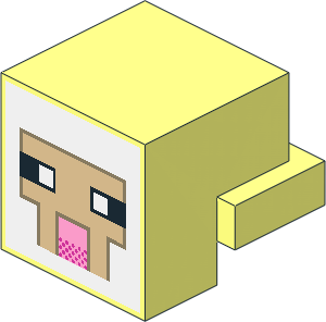 Plate  1 x  2 with Cube with Minecraft Sheep Pattern