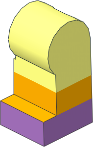 Minifig Leg Left with Bright Light Orange Lower Leg and Medium Lavender Shoes Pattern
