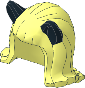 Minifig Hair Mid-Length Flipped Ends with Black Cat Ears Pattern