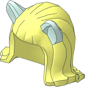 Minifig Hair Mid-Length Flipped Ends with Light Aqua Cat Ears Pattern