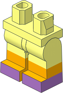 Minifig Hips and Legs with Bright Light Orange Lower Leg and Medium Lavender Shoe Pattern
