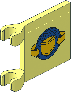 Flag  2 x  2 with Blue Globe, Yellow Box and Curved Arrows Sticker on Both Sides