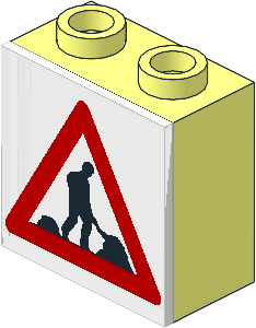 Electric Light & Sound Brick  1 x  2 x  1.667 with Milky White Clip-On Plate with Men Working Pattern