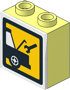 Electric Light & Sound Brick  1 x  2 x  1.667 with Milky White Clip-On Plate with Car Repair Pattern